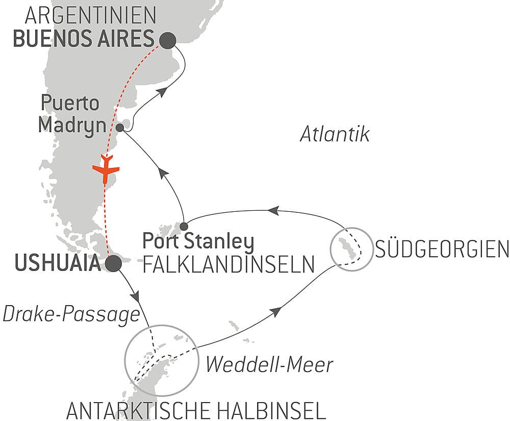 Abenteuer durch das Südpolarmeer bis zur Halbinsel Valdés