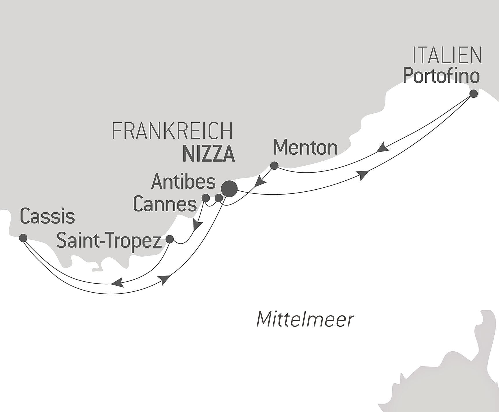 Die Côte d‘Azur unter den Segeln der Le Ponant