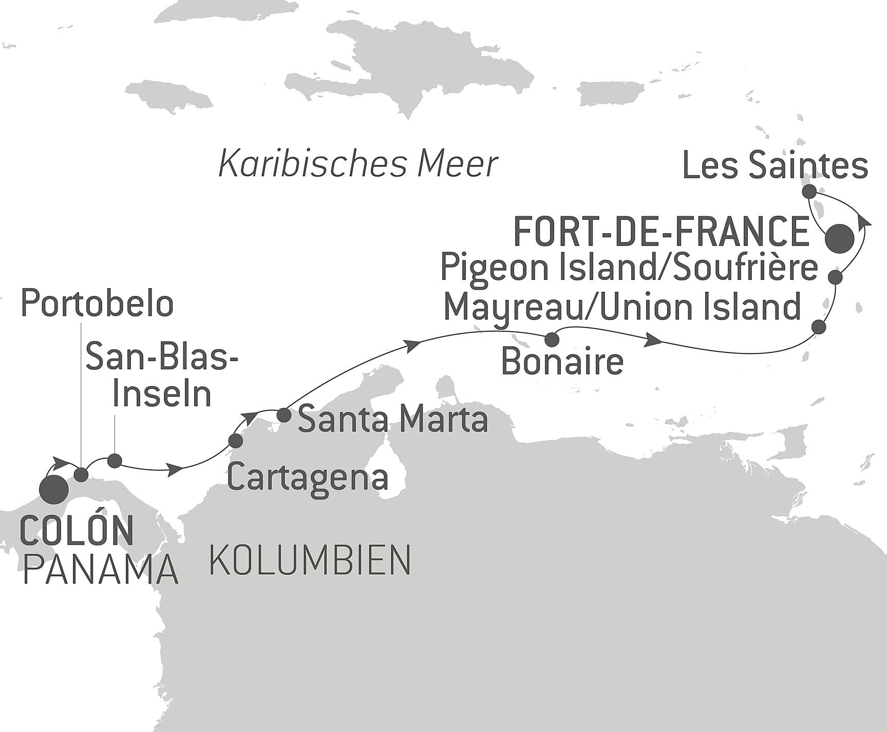 Panama, Kolumbien und karibische Inseln