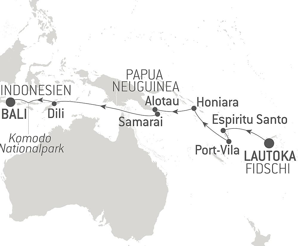 Von den Fidschi-Inseln nach Bali null