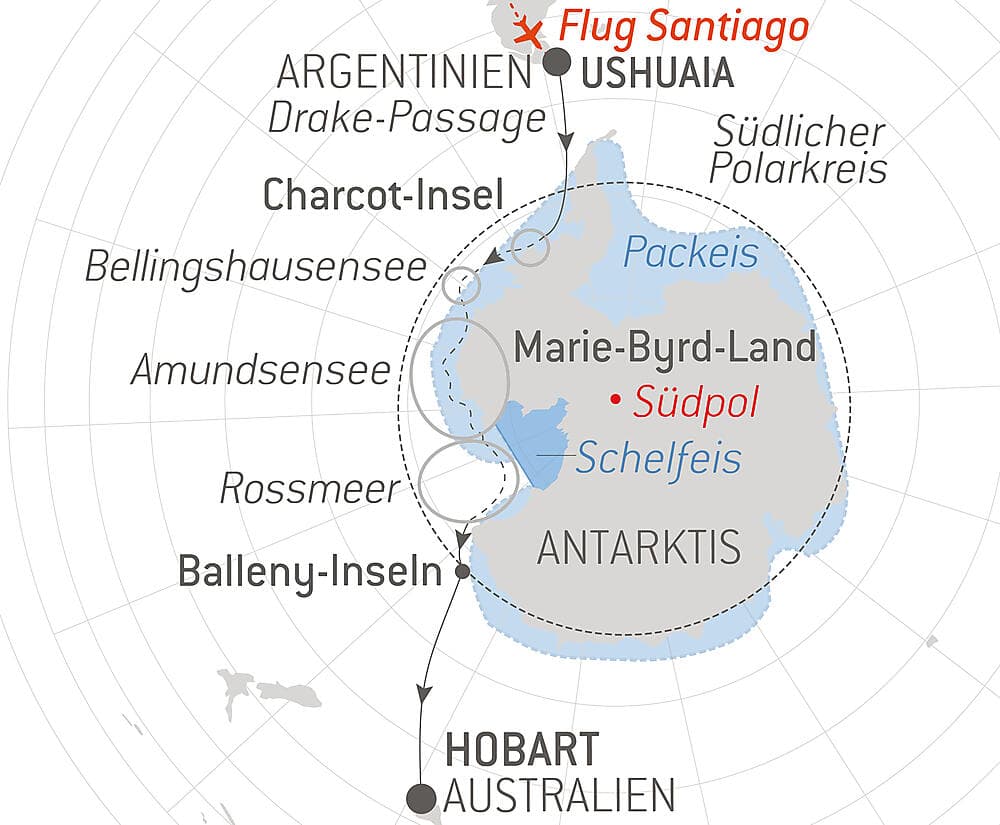 Halbrundung Antarktis – Entdeckung der Westküste