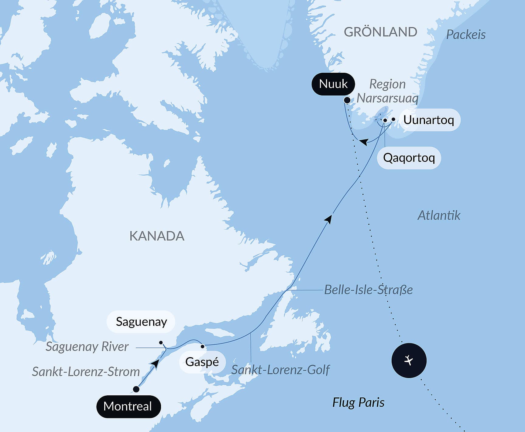 Zum Ende des Winters, vom Sankt-Lorenz-Strom nach Grönland
