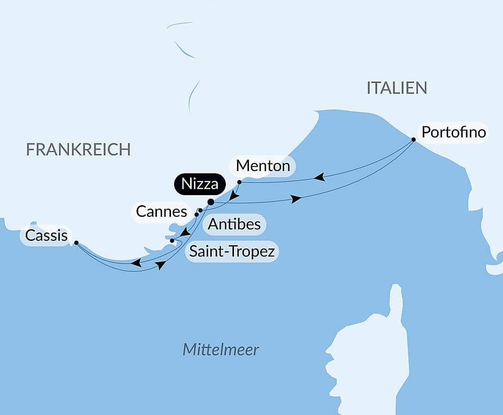Die Côte d‘Azur unter den Segeln der Le Ponant