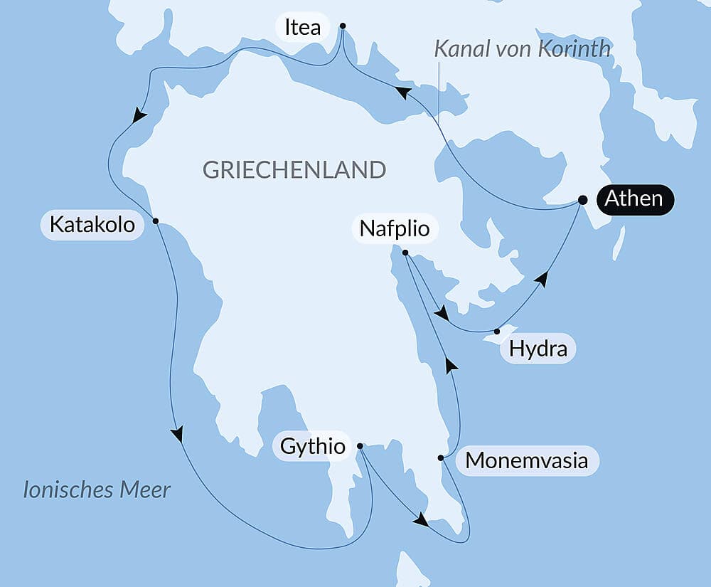 Schätze und Landschaften der Halbinsel Peloponnes