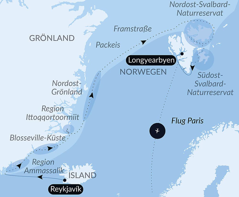 Im arktischen Eis von Grönland nach Spitzbergen