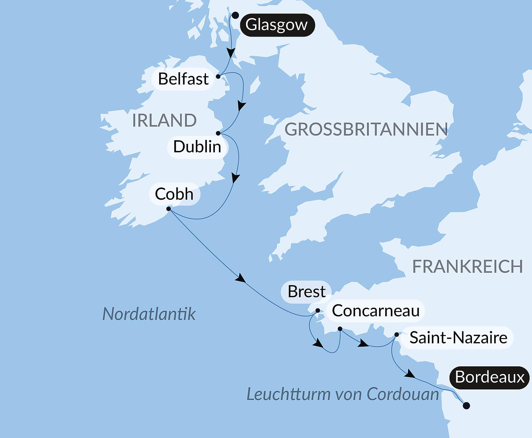 Von den keltischen Ufern bis zum Golf von Biskaya