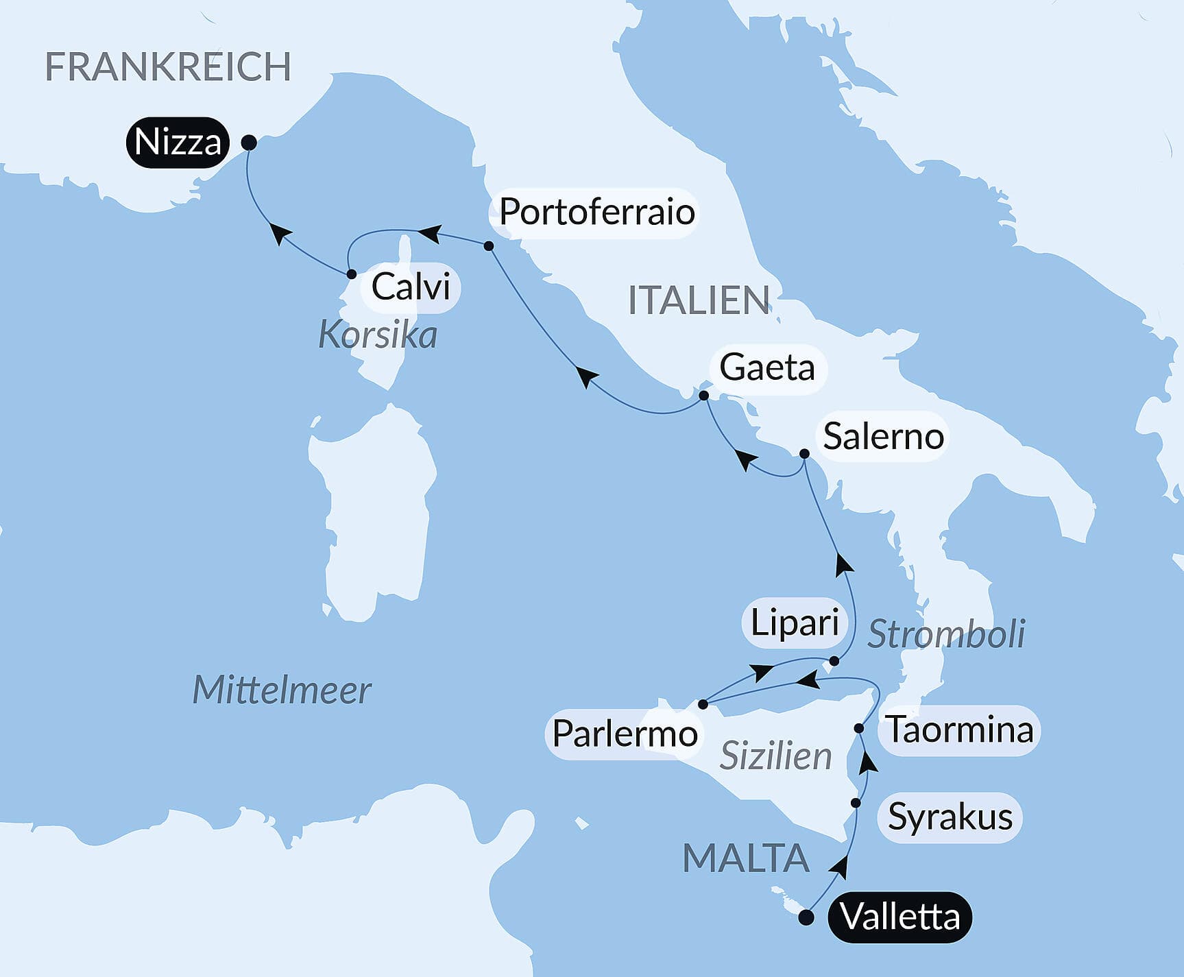 Italiens Küsten und Korsika, die Insel der Schönheit