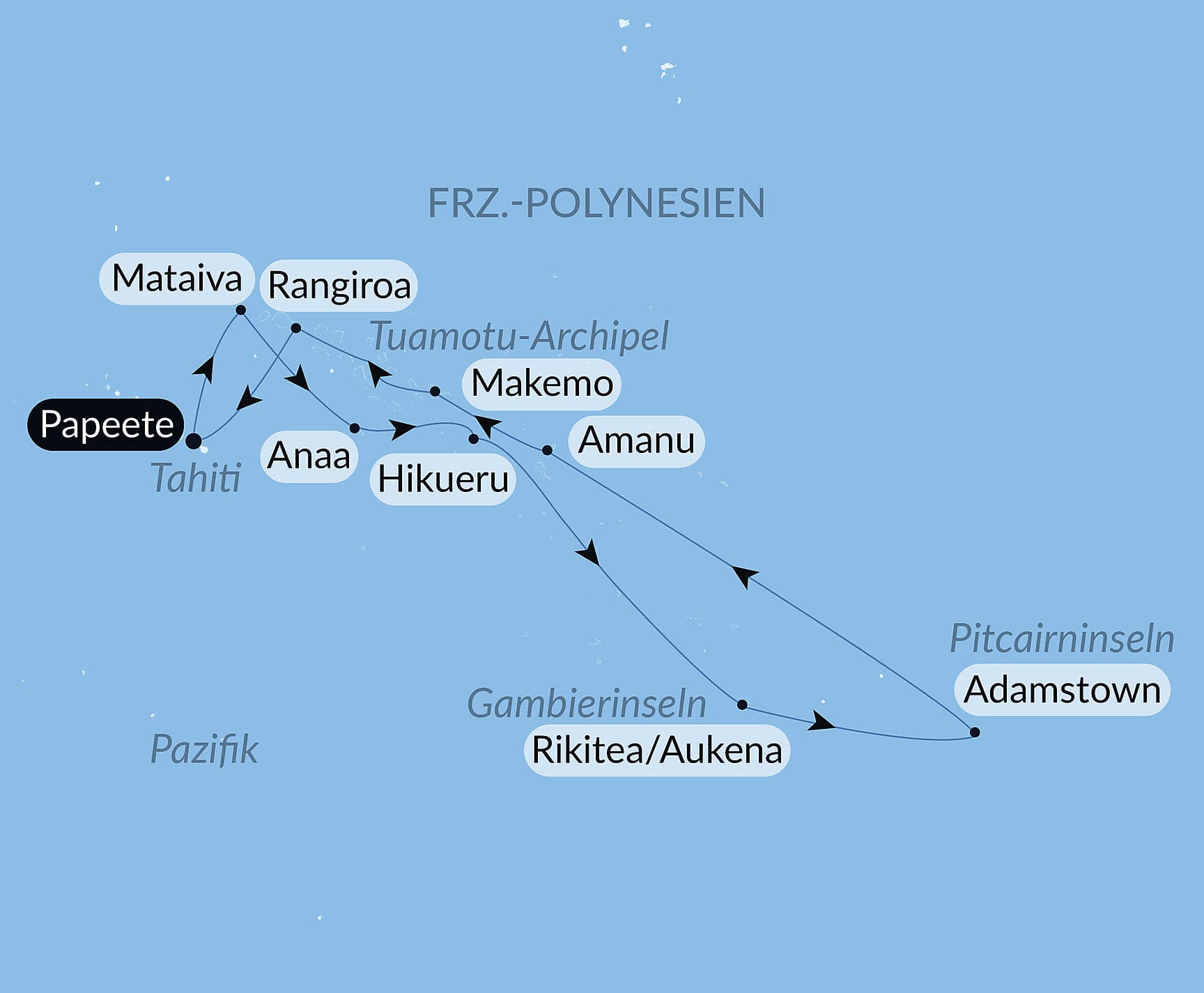Französisch-Polynesien und die Insel Pitcairn