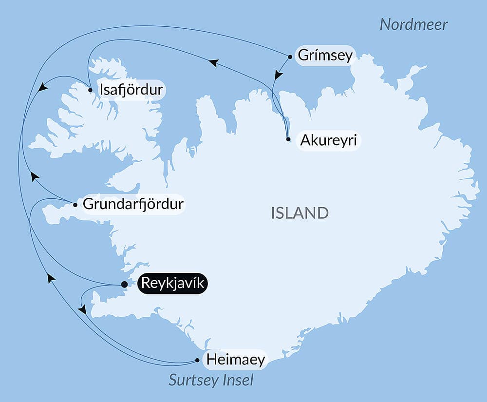 Musik-Kreuzfahrt entlang Islands Küsten