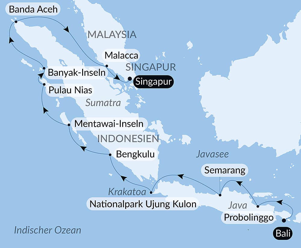 Städte und Vulkane Indonesiens