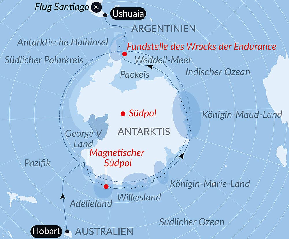 Halbumrundung Antarktis – Entdeckung der Ostküste