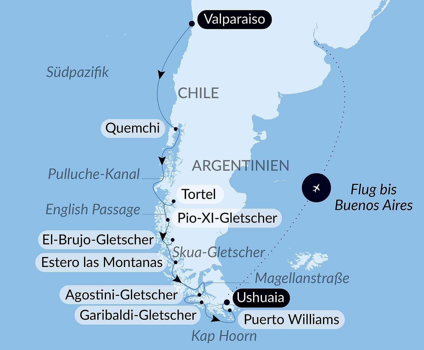 Highlights der chilenischen Fjorde