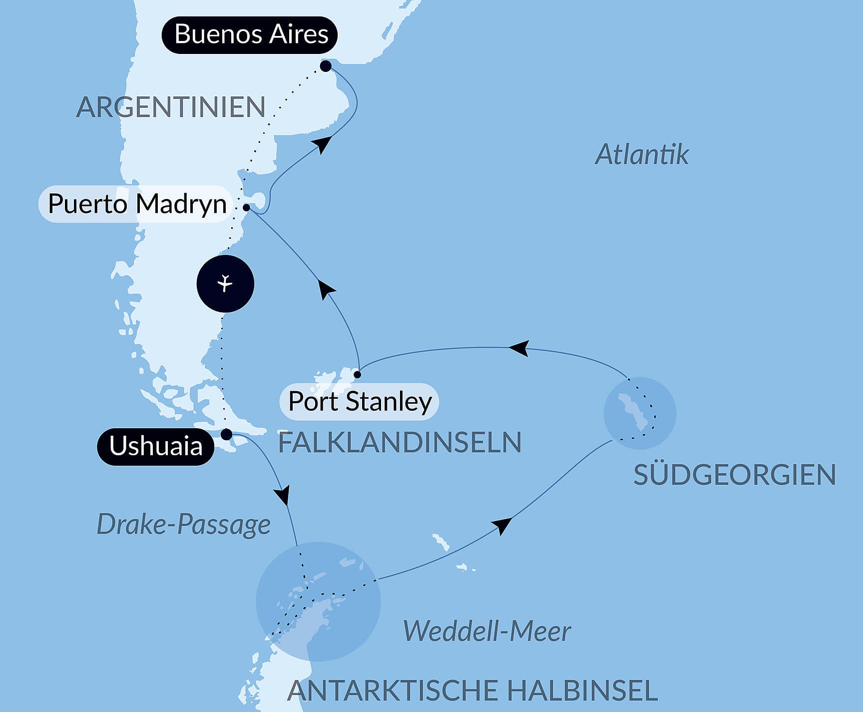 Abenteuer durch das Südpolarmeer bis zur Halbinsel Valdés