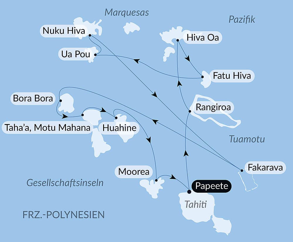 Marquesas, Tuamotu und Gesellschaftsinseln
