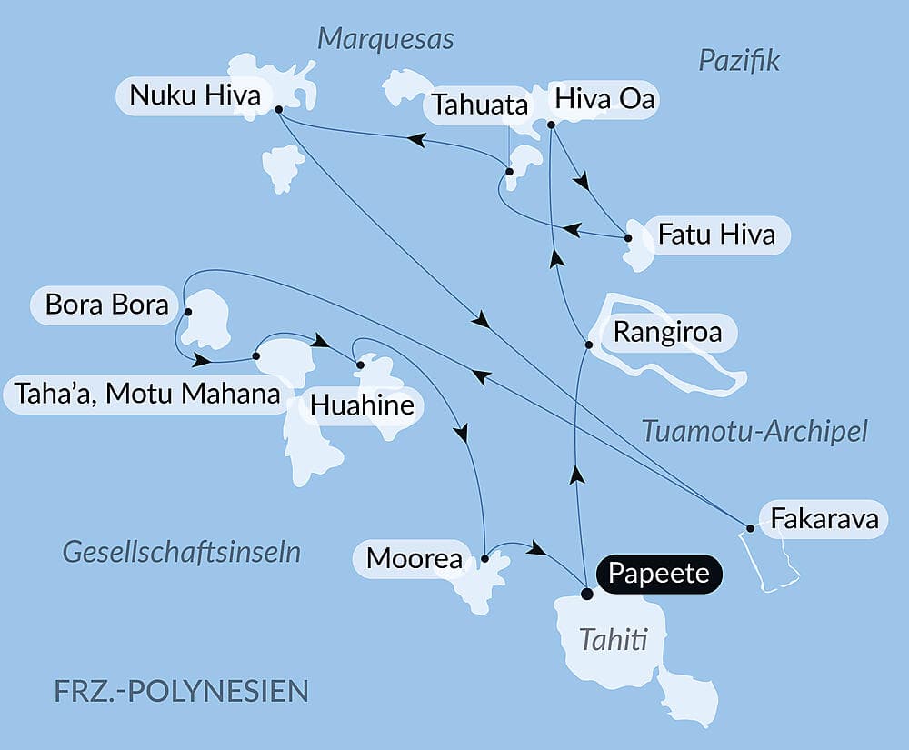 Marquesas, Tuamotu und Gesellschaftsinseln