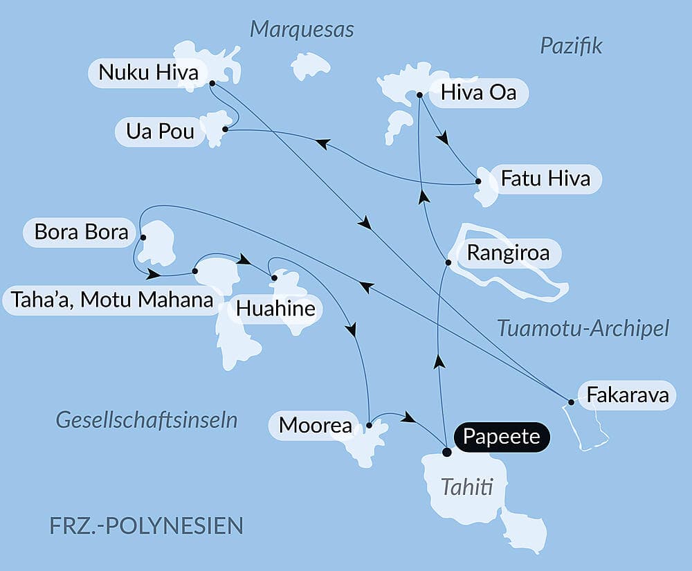 Marquesas, Tuamotu und Gesellschaftsinseln