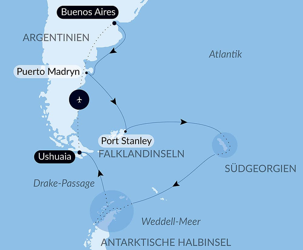 Abenteuer durch das Südpolarmeer bis zur Halbinsel Valdés